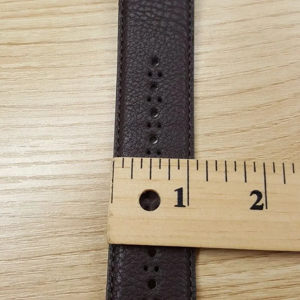 CLUB ROOM Belt Mens Size Large 38 40 Dark Brown Baroque Perforated Gold Buckle